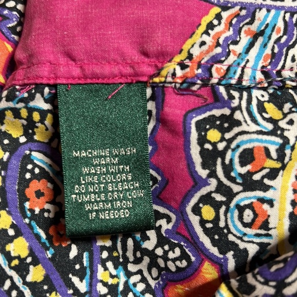 PINK Vibrant Paisley Cotton Sateen Shirt Top 2X - Picture 9 of 9